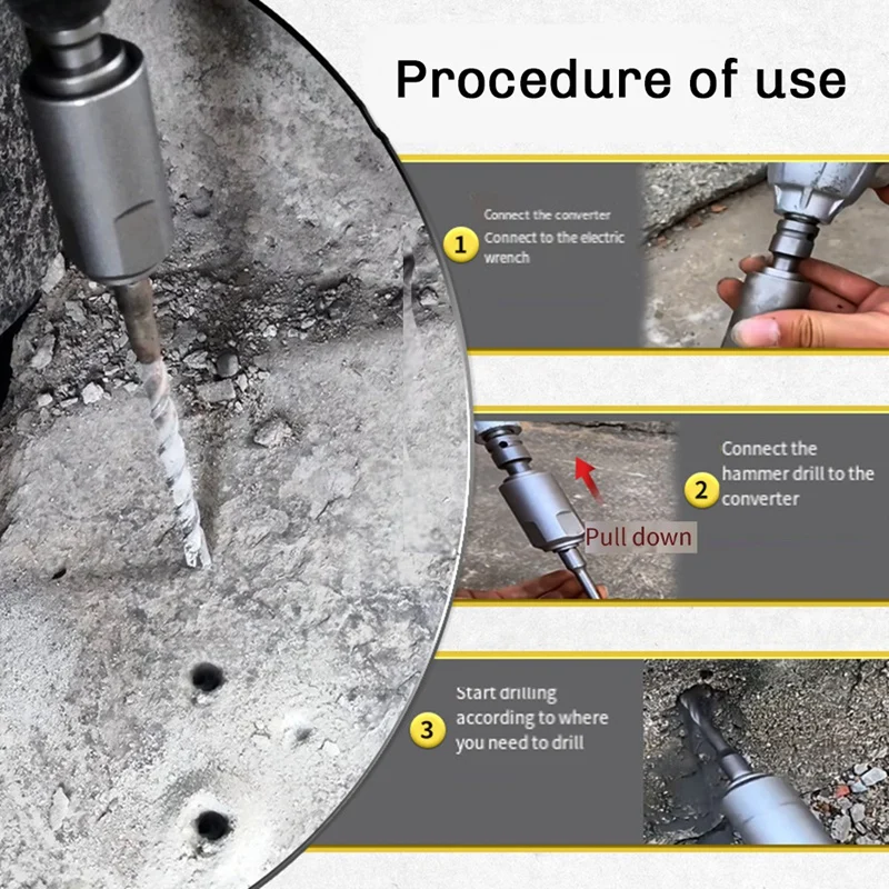 Adapter For Converting Impact Wrench To Electric Hammer 1/2 Conversion Head Connecting Rod Converts