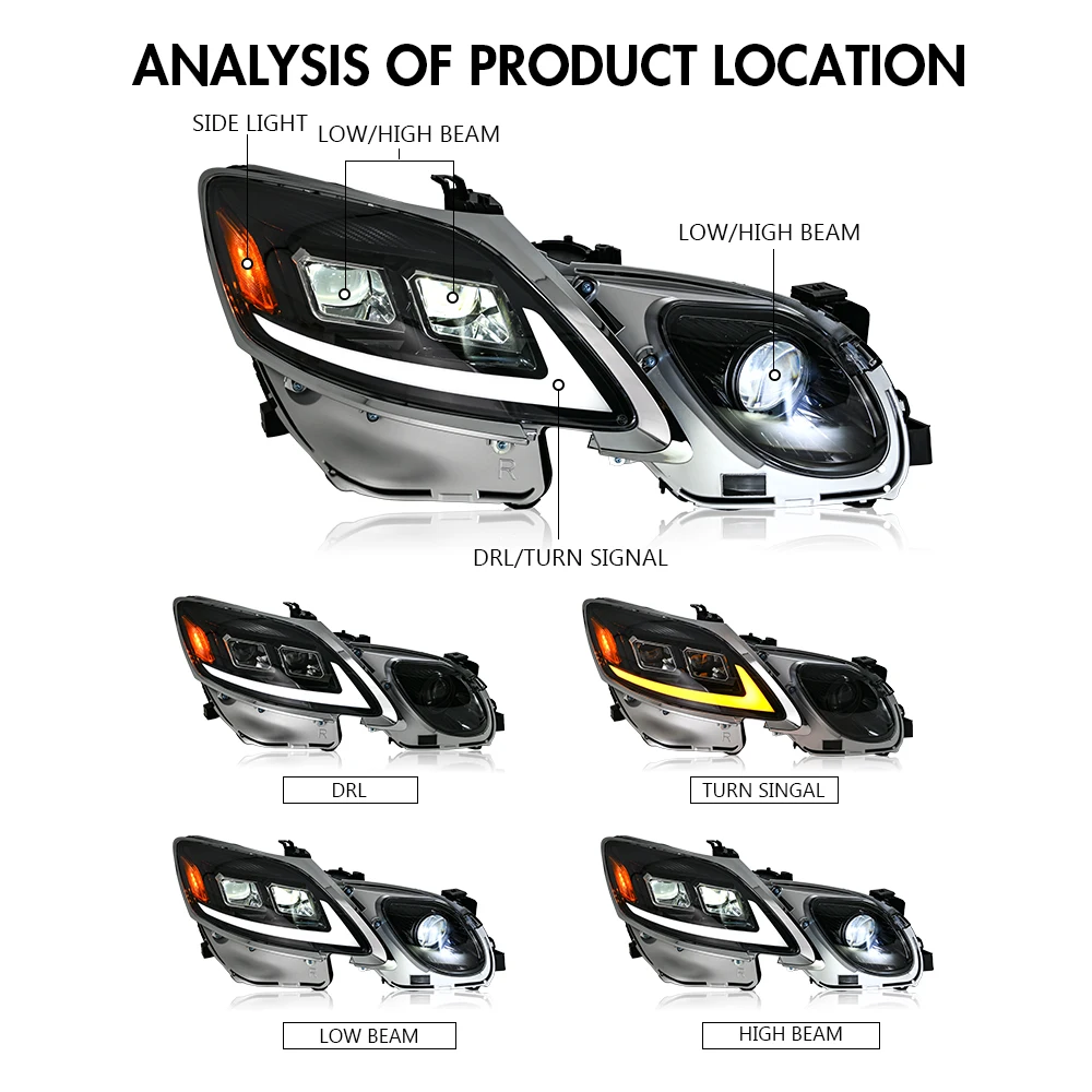 DRL جهاز عرض (بروجكتور) ليد عدسة مجموعة مصابيح أمامية ل 2006 2007 2008 2009 2010 2011 لكزس GS300 GS350 GS450H GS460 كشافات #5
