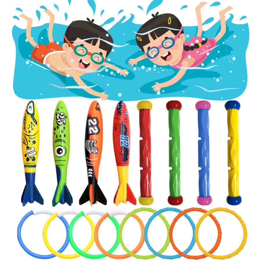 4Pcs Summer Pool Diving Toys Multicolor Pool Games Sinking Toy Creative Throwing Dive Water Toy Swimming Pool Accessories