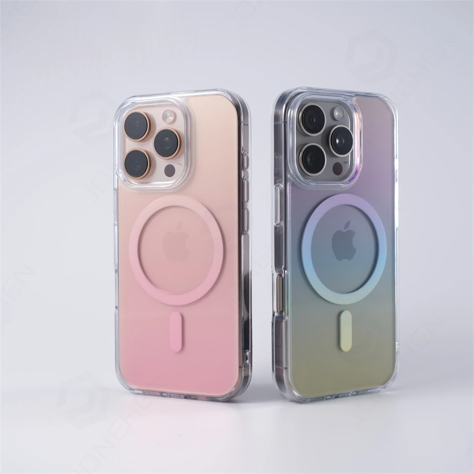 For Magsafe Gradient Clear Laser Aurora Case For iPhone 16 17 Pro Max 14 15 13 Magnetic Wireless Charge Hard Shockproof Cover