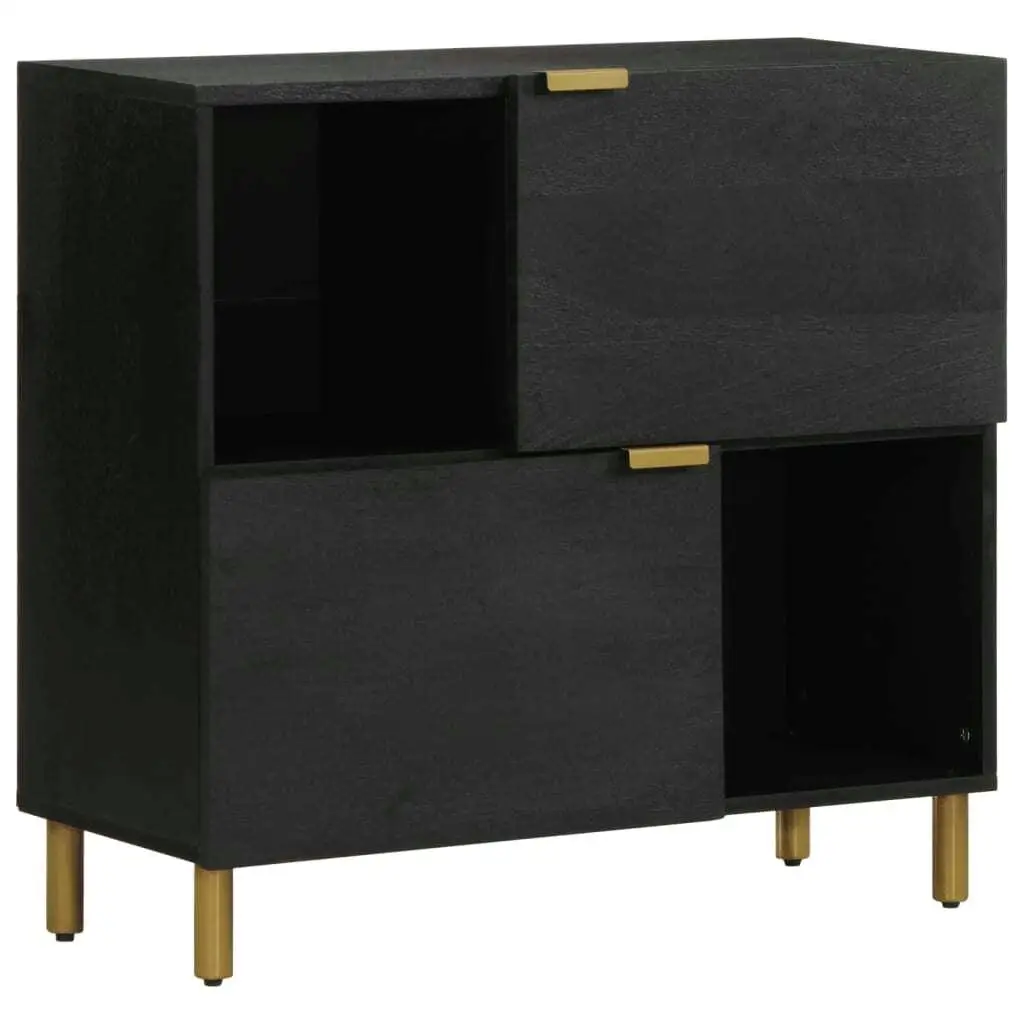 Modern Black Engineered Wood Sideboard 80x33x75 cm - Stylish Storage Solution