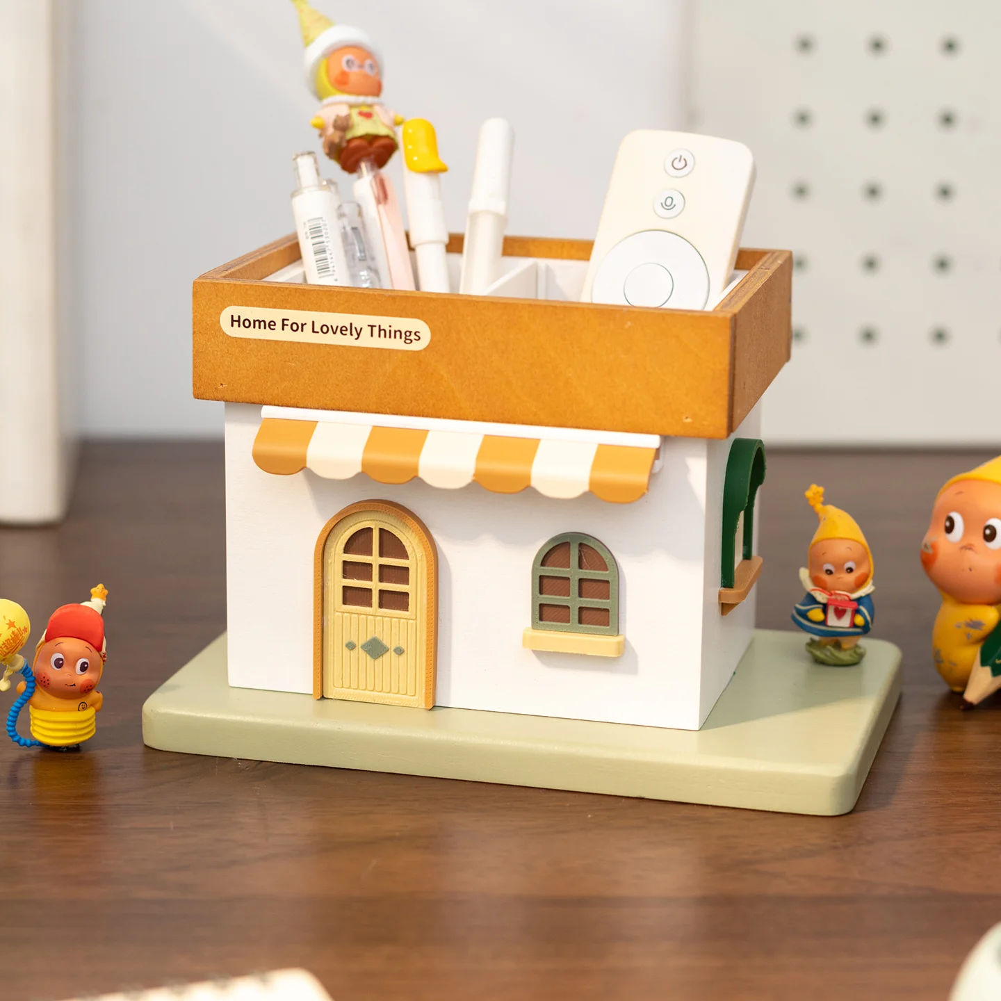 

Cartoon House Wooden Storage Box Large Capacity Pen Holder Home Office School Makeup Brushes Coffee Stationery Organizer Gift