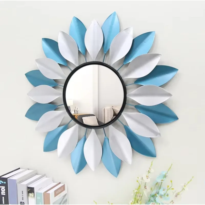 

70CM Metal Nordic Style Living Room Sofa Background Wall Porch Decoration Flower Shape Mirror