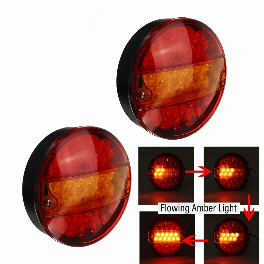 

2/4 шт., 12 В-24 В, светодиодный задний фонарь, круглый, 5,6 дюйма, гамбургер, задний тормоз, обратный указатель поворота, стоп-сигнал, автофургон, прицеп, грузовик, караван, грузовик