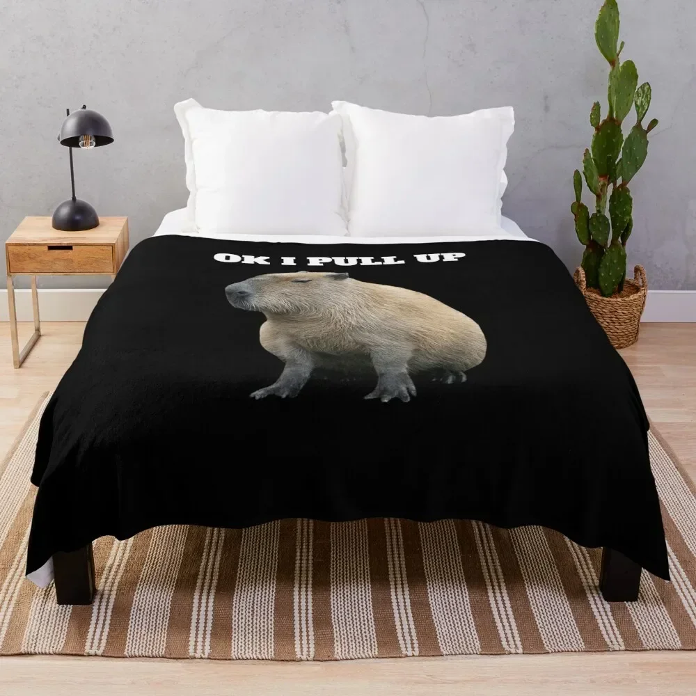 Ok I Pull Up Capybara Throw Blanket Stuffeds Flannel Blankets