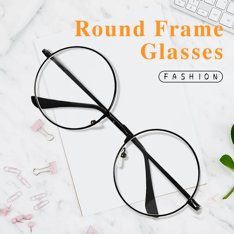 Women' Reading Glasses Circular Lightweight Fashionable Eye Protection Blue Light Resistant Glasses Men' Tablet Computer Glasses