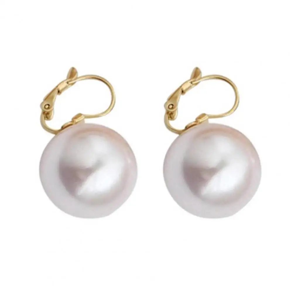 Fine Workmanship Earrings Gold Plated Faux Pearl Dangle Earrings Huggie Hoop Earrings for Women Elegant Drop with Classic Pearl