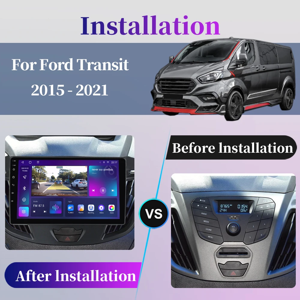 Android Car Radio Multimedia Player For Ford Tourneo Custom 1 I Transit 2012 - 2021 GPS Navigation Touch Screen Auto DSP Stereo