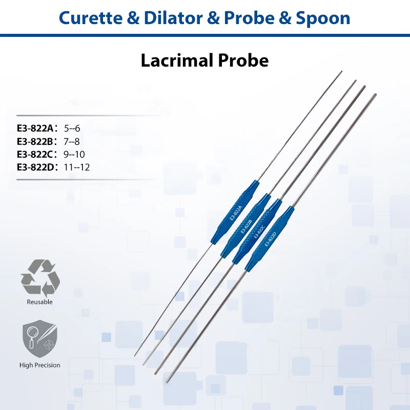 Bowman Lacrimal Probe Double Ended Ophthalmic Surgical Instrument Stainless Steel Tear Duct Probing Tool for Eye Surgery