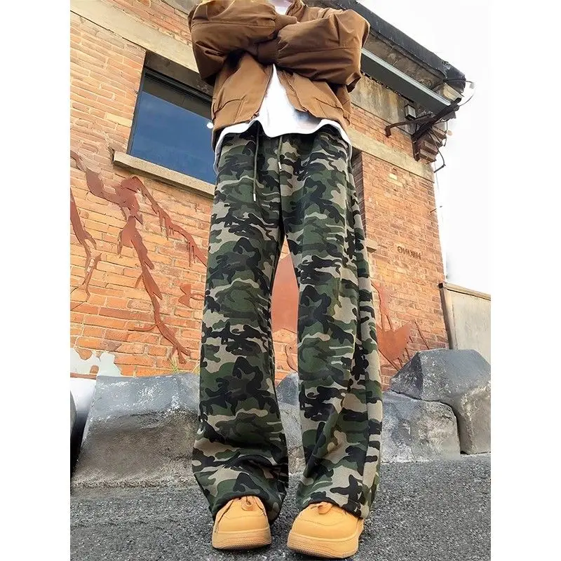 

Casual Men's Straight Leg Pants Waed out Trousers Durable Polyester Fiber Easy Care Straight Cut Loose Fit Autumn Wear