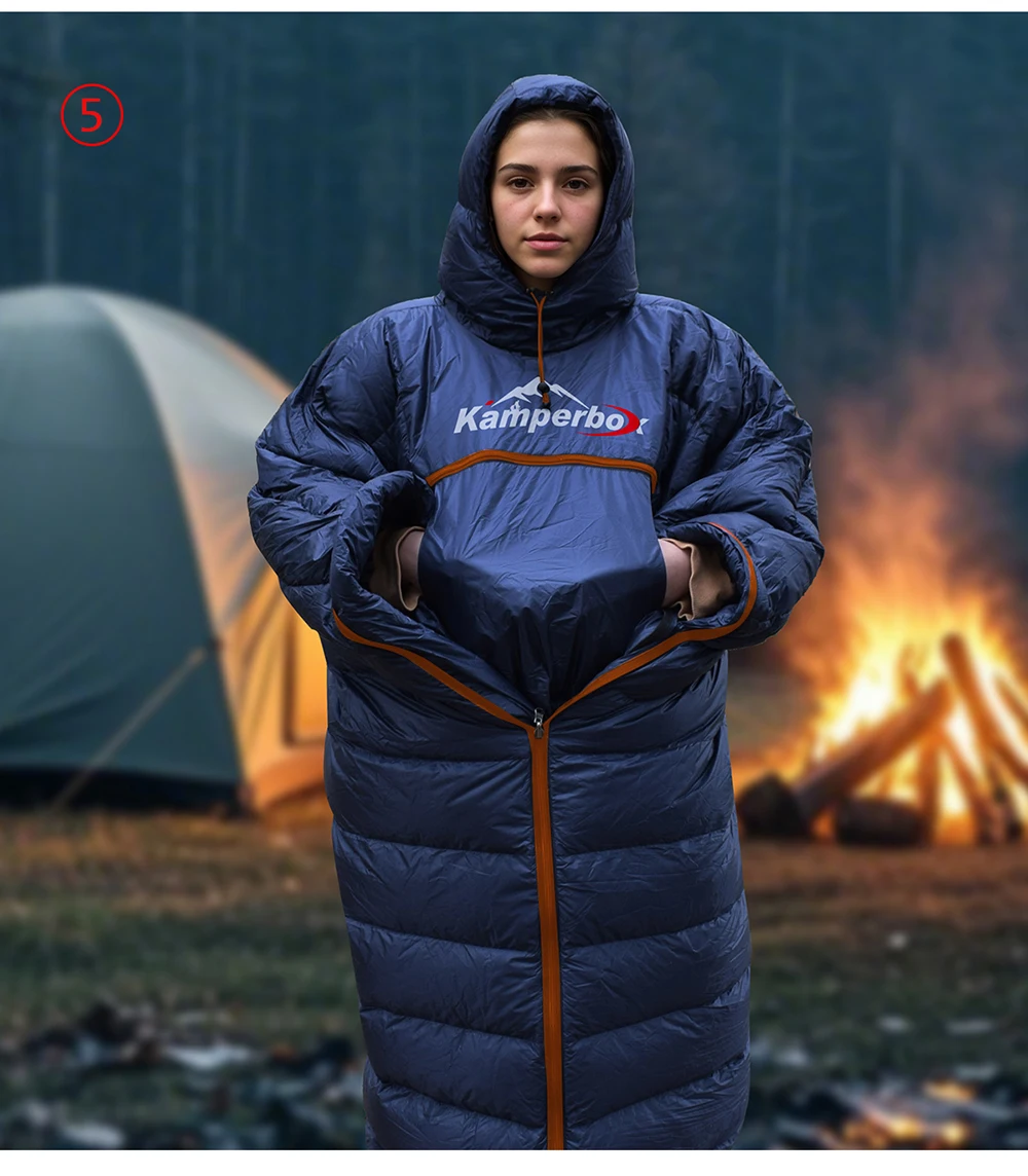 Kamperbox Winterschlafsack Poncho Winter Camping Poncho Winter Tragbarer Schlafsack Campingdecke PC600 – Detail 11