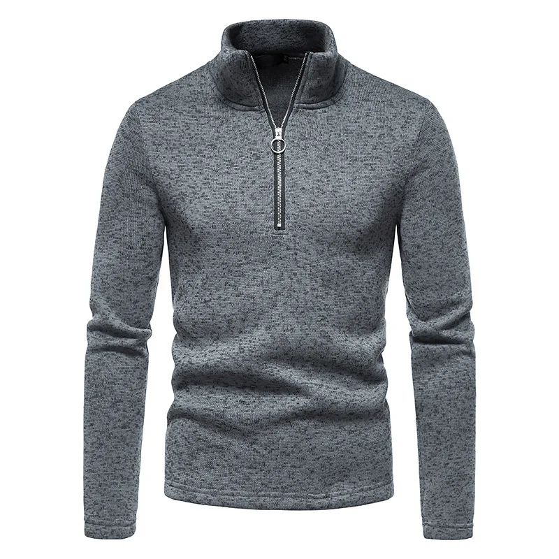 Mens Quarter Zip Pullover Sweatshirt Knitted Casual Slim Fit Thermal Sweater High Collar Pullovers Stylish Turtleneck Sweaters