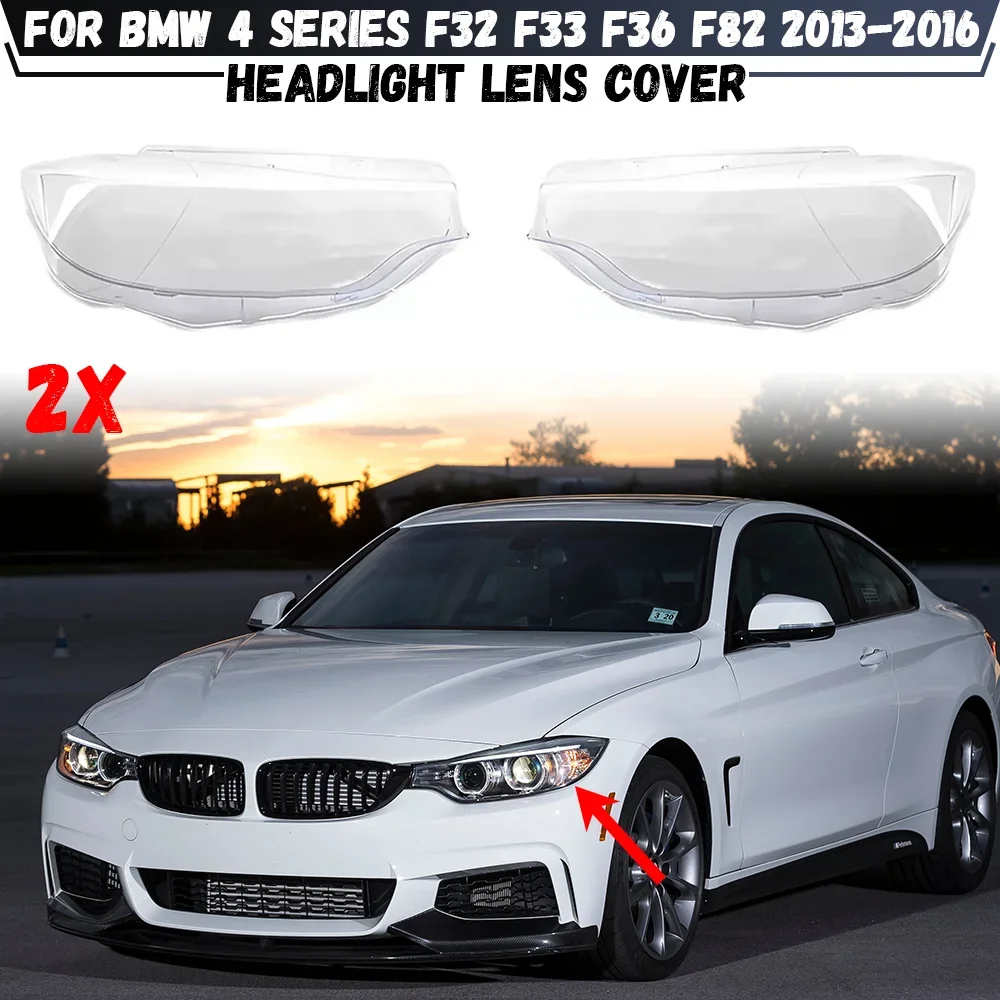 For BMW 4 Series F32 F33 F36 F82 M4 2013 2014 2015 2016 Headlamp Cover Transparent Lamp Shade Case Headlight Shell Lens