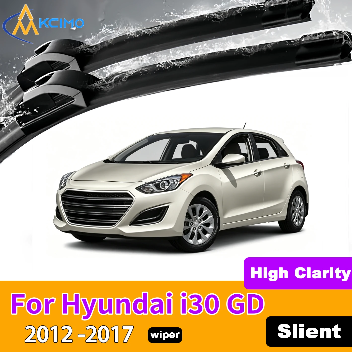 

KCIMO 2PCS Front Windshield Wiper Blades For Hyundai i30 GD Elantra GT 2012-2017 Rubber Full Coverage Wiping Silent Wiper Blades