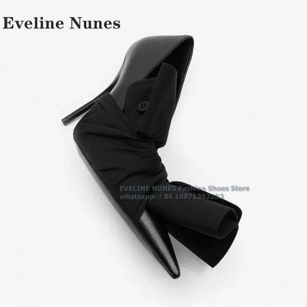 Knife Chemise Black Shallow Pumps Pointed Toe Stiletto Solid Patchwork Slip On Women Elegant Shoes Party Dress Luxury 2024 Trend