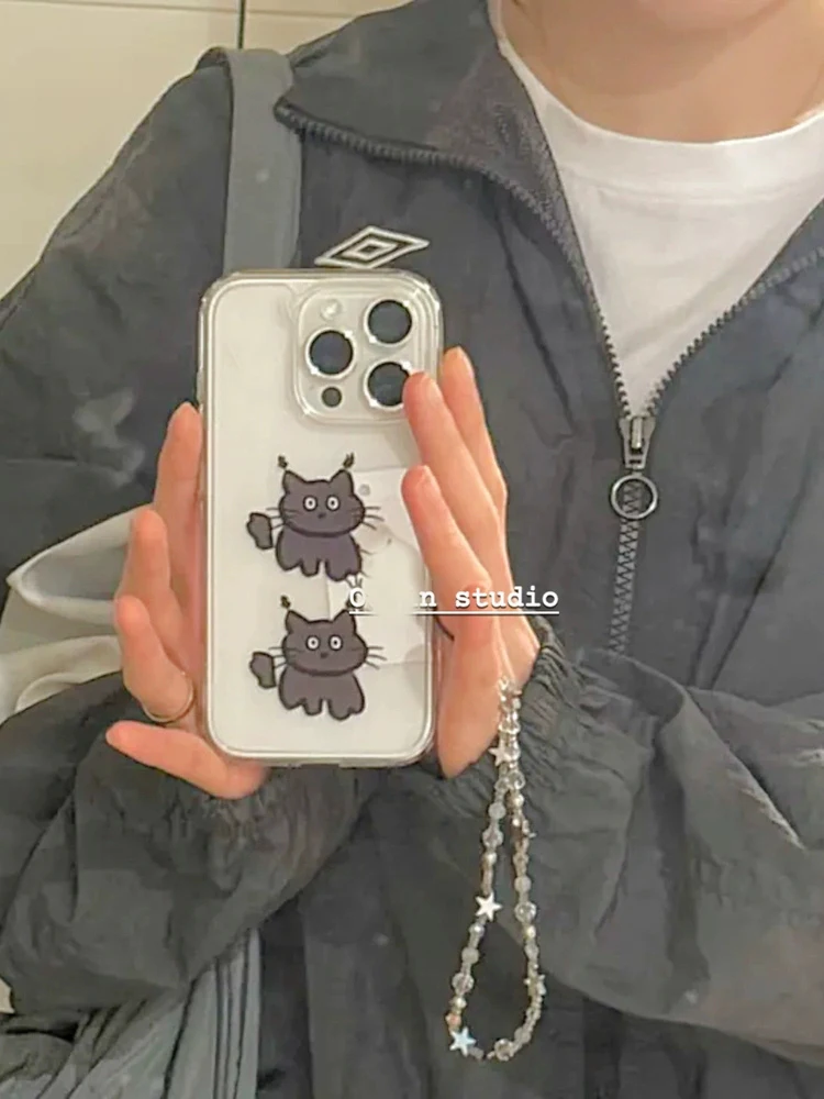 

Lovely Cat Kawaii Cartoon Phone Case For iPhone 17 AIR 16 15 14 13 12 11 Pro MAX X XR XS 12 MINI 7 8 Plus Y2K Clear Soft Cover