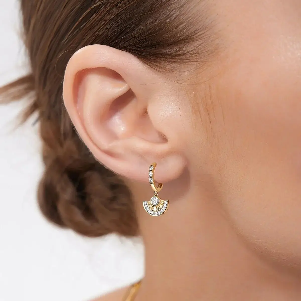 APIR D VVS1 Moissanite Women's Earrings 925 Sterling Silver Lab Diamond Sector Dangle Hoop Ear Daily Wear Wedding Fine Jewelry