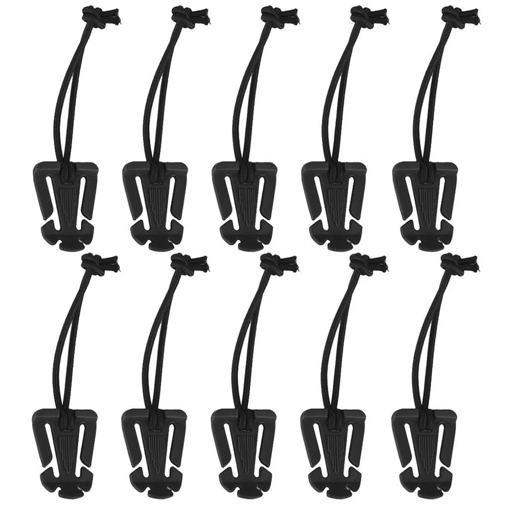 

10pcs Web Buckles Strap Clip Belt Keeper Strap Management Tool with Elastic String for Backpack Webbing (Blac