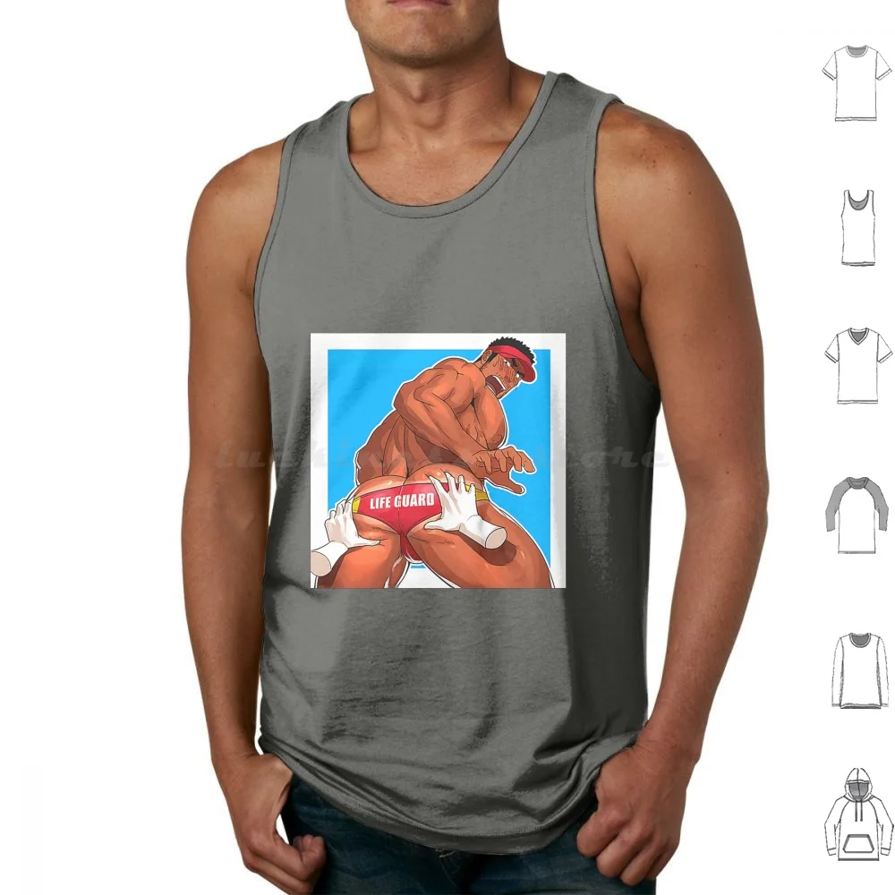 Bara Life Guard Booty Tank Tops Print Cotton Animecore Bara Yaoi Anime Bara Tiddies Manga Gym Art Queer Art Muscle