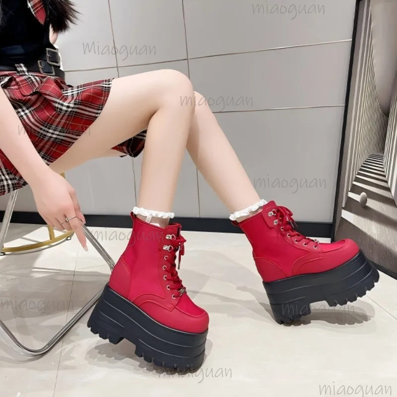 Super High Platform Ankle Boots for Women Punk Thick Bottom Shoes Height Increasing Women's Boots Autumn Botines Bottes Femmes - view 4