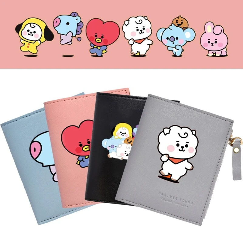 

BT21 cartoon cute short wallet creative Kawaii BTS multi-card pocket coin purse card holder anime merchandise support gift
