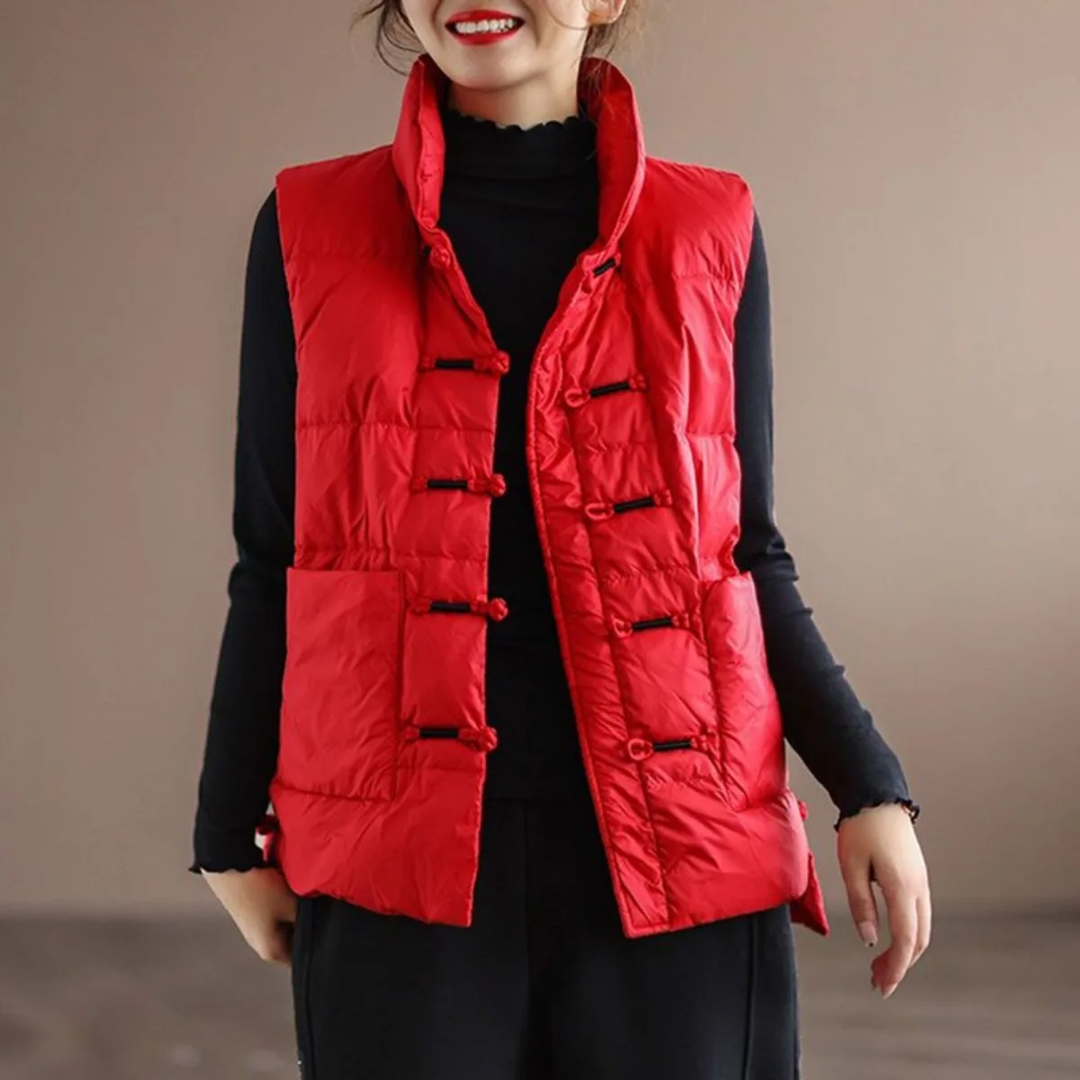 Autumn Winter Women Clothing Down Jackets Down Vests Warm Lightweight Cardigans Sleeveless Parkas Single-breasted Korean Chic