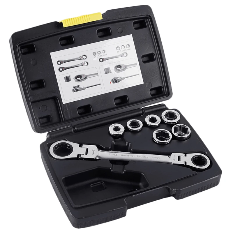 

6-19Mm Universal Socket Set With Double Box Ratchet Wrench 13 In 1 Double Head Reversible Ratchet Combination Spanner