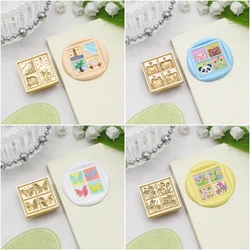 New Field Grid Series Stamps Fire Seal Square Relief Brass Head Solid Brass Gift Decoration Hand Ledger Diy Craft Toy Envelope