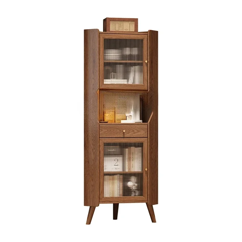 

Corner solid wood triangle cabinet rack home living room dining side cabinet against the wall corner study