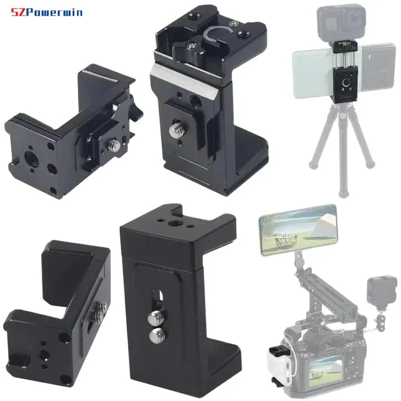 Soporte para banco de energía móvil, abrazadera de soporte SSD ajustable de 53-83mm, zapata fría de montaje rápido de 1/4 "para cámara DSLR, trípode para teléfono, Clip Vlog