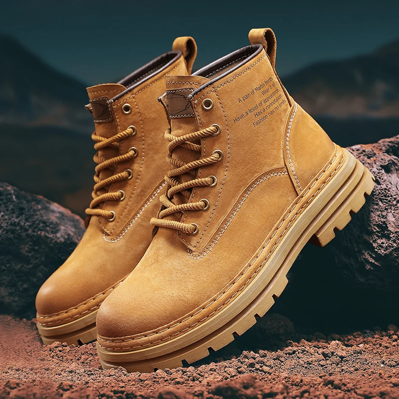 

Men Autumn Thick Soled High Top Boots Retro Casual Height Increasing Breathable Anti Slip Personalized Youth Fashion Boots