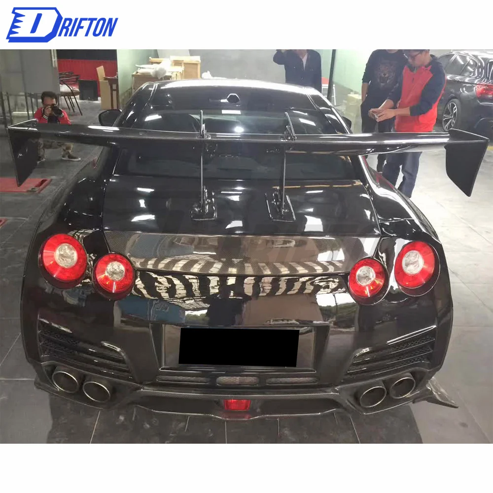 Voltex V7 Swan Neck 1600mm Style Carbon Fiber GT Spoiler For Nissan R35 GTR Rear Wing 2008-2024