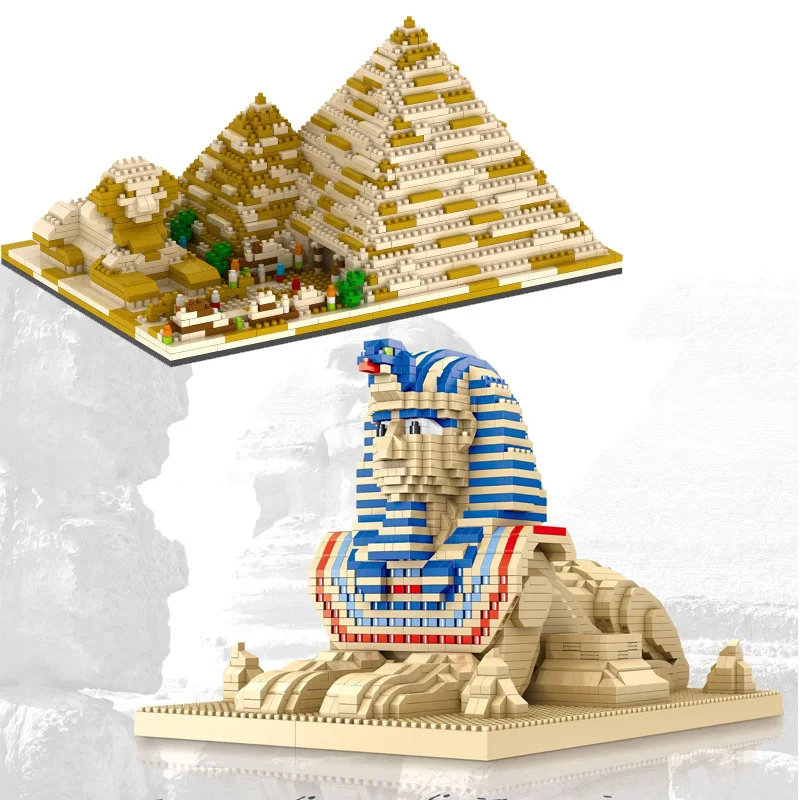 Model Nanobrick Micro Diamond Block Ancient Egypt Pyramid Sphinx World Famous Historical Architecture Build Brick Toy For Gifts