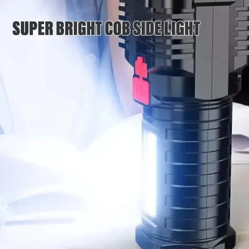 5 LED High Power Led Flashlights Rechargeable Camping Spotlight with Side Light 3 Lighting Modes for Camping Adventure Outdoor