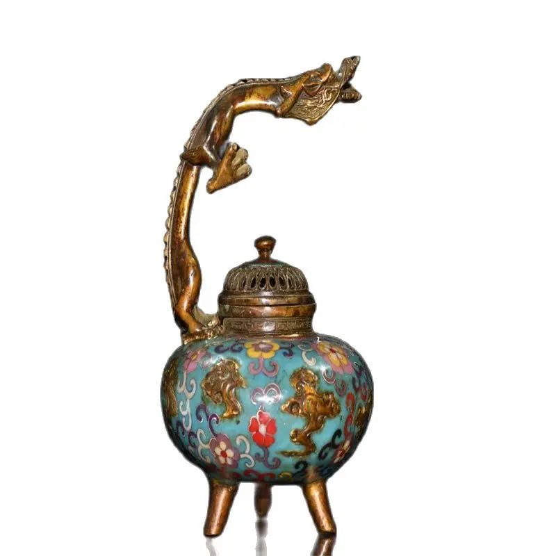 

Chinese Copper Cloisonne Dragon Ear Censer, Old Shanghai Secondhand Goods