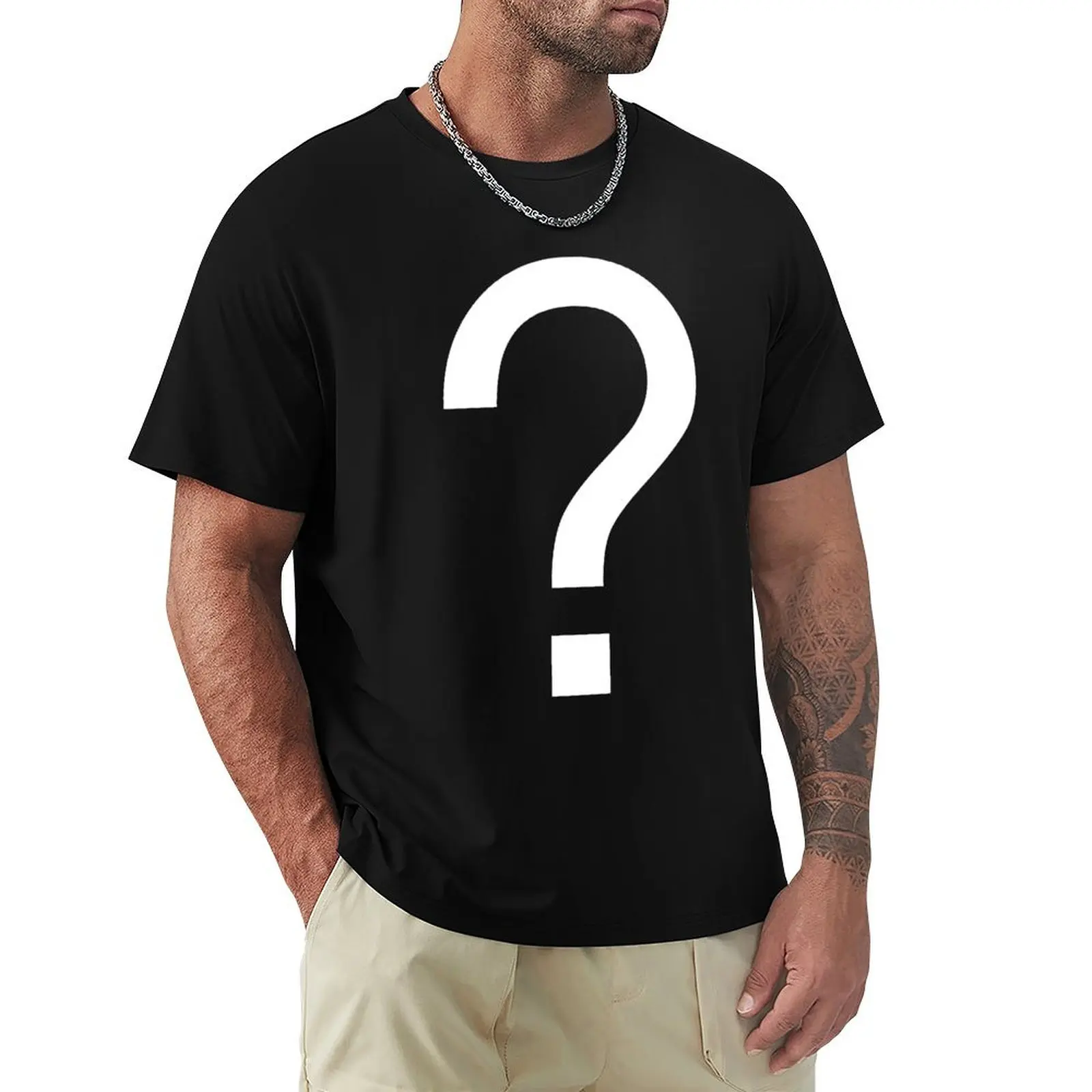 Question Mark T-Shirt Basic Simple Casual Short Sleeve Tee