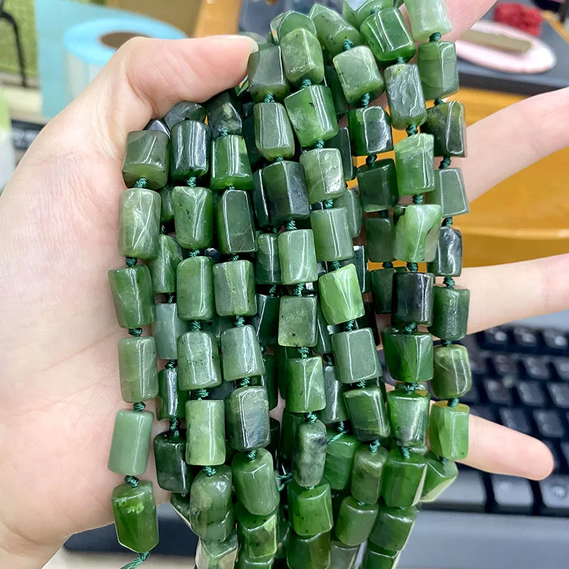 

7x10mm 100% Natural Gemstone Green Agate Tube Shape Spacer Beads for Jewelry Making Diy Bracelets Necklace 2 Strands/lot