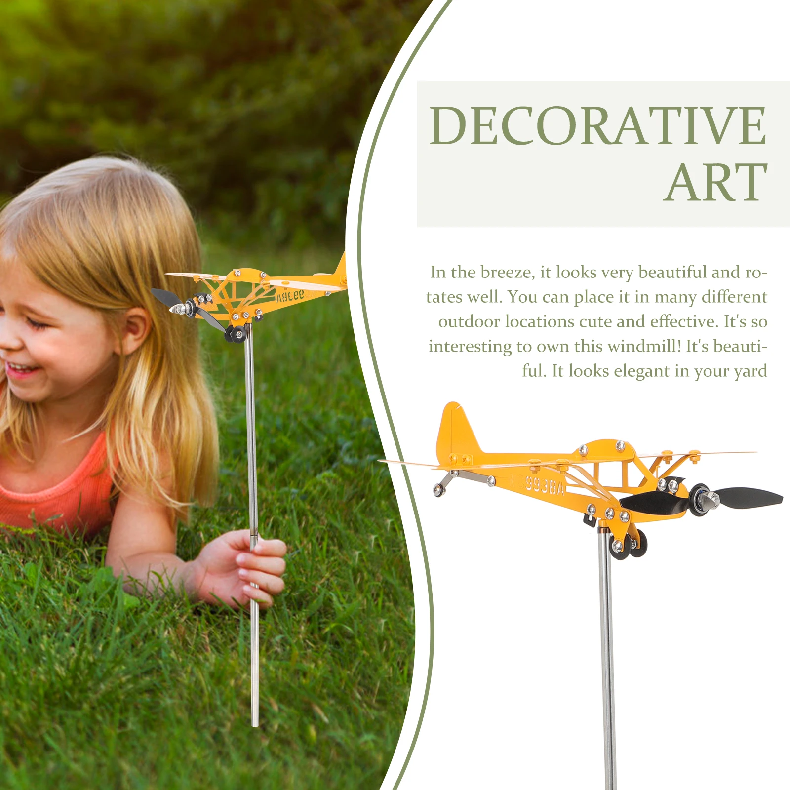 

Iron Airplane Wind Spinners Durable Outdoor Garden Decorations Yard Art Metal Windmill Lawn Display Environmental Friendly