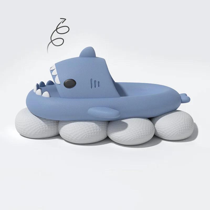 Pantoufles de requin concis pour hommes et enfants, toboggans coordonnants pour garçons, sandales souples pour chambre à coucher, claquettes douces et drôles