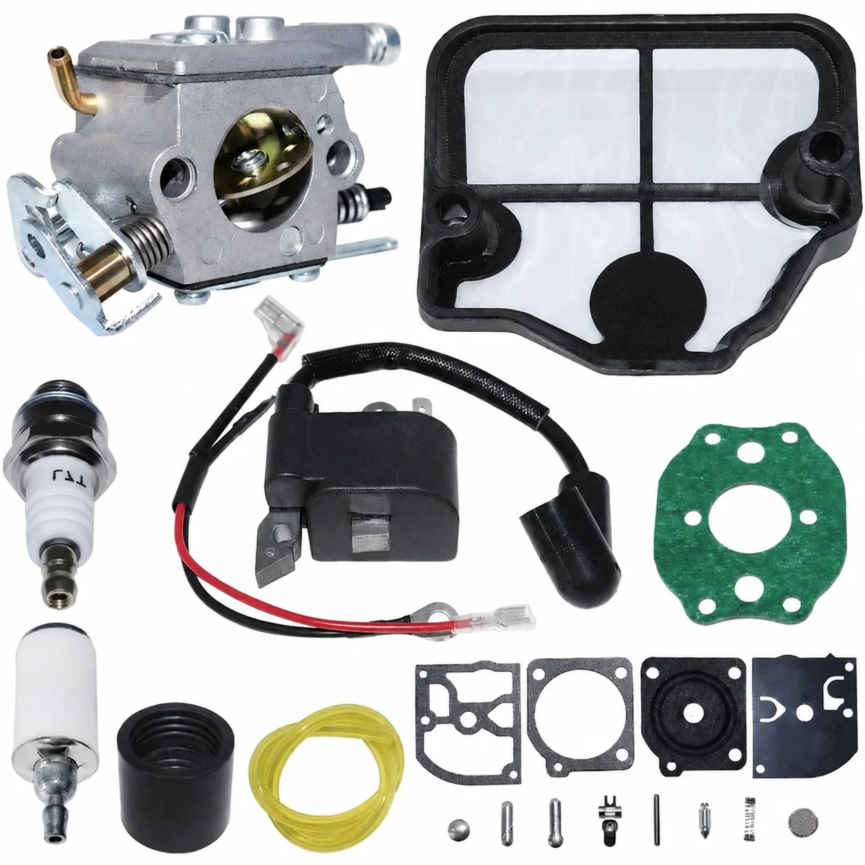 Carburetor Ignition Coil Tune Up Kit For Zama C1Q W29E Fits Husqvarna 136 137 141 142 Replaces 530039239 530029811 530029814