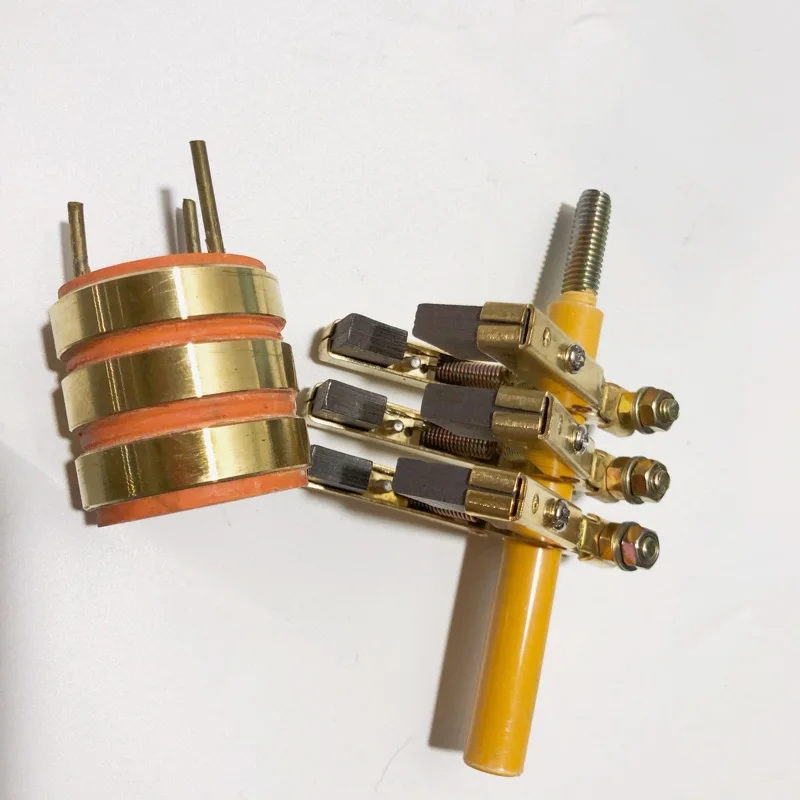 Copper  Slip Ring Conductive Ring 3-Way 20*38*38 Carbon Brush 6*12 Herringbone Carbon Brush Holder