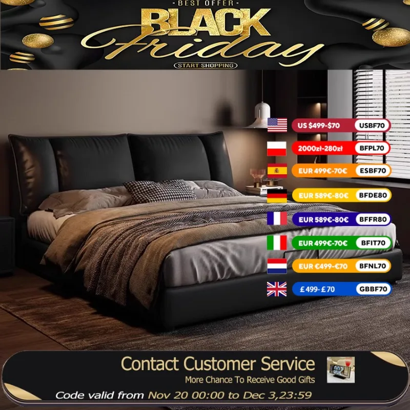 

Rustic Design Double Bed Mattress Heavy Black High Modern Frame Double Bed Storage Luxury Cama Matrimonial Bedroom Furniture