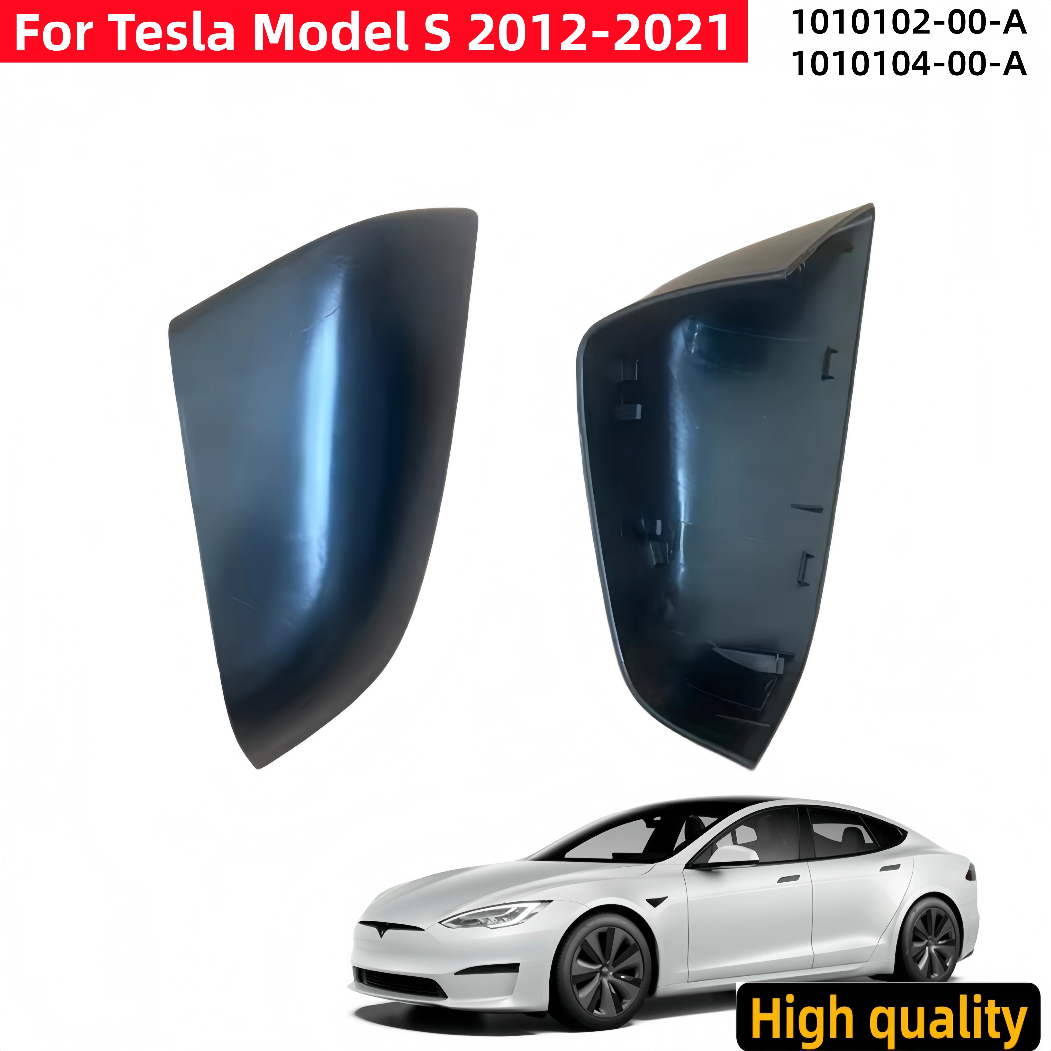 

New For Tesla Model S 2012-2021 Unpainted Left & Right Hand Exterior Mirror Skull Cap 1010102-00-A 1010104-00-A