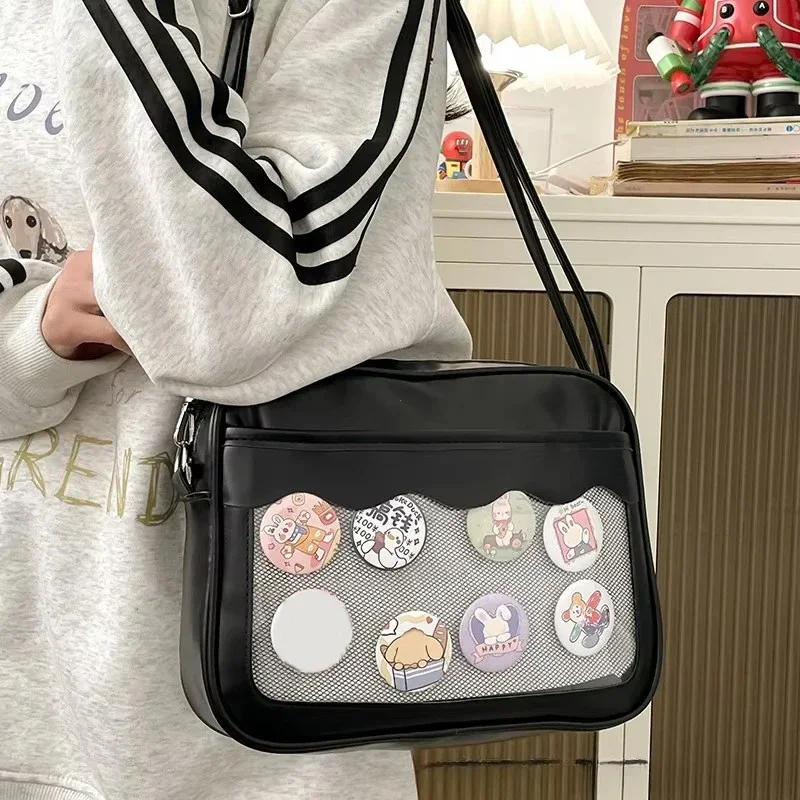 Bolso japonés Harajuku Ita para mujer, bolso transparente de PU, Itabag, uniforme de escuela secundaria para niñas, bolso de hombro tipo bandolera JK