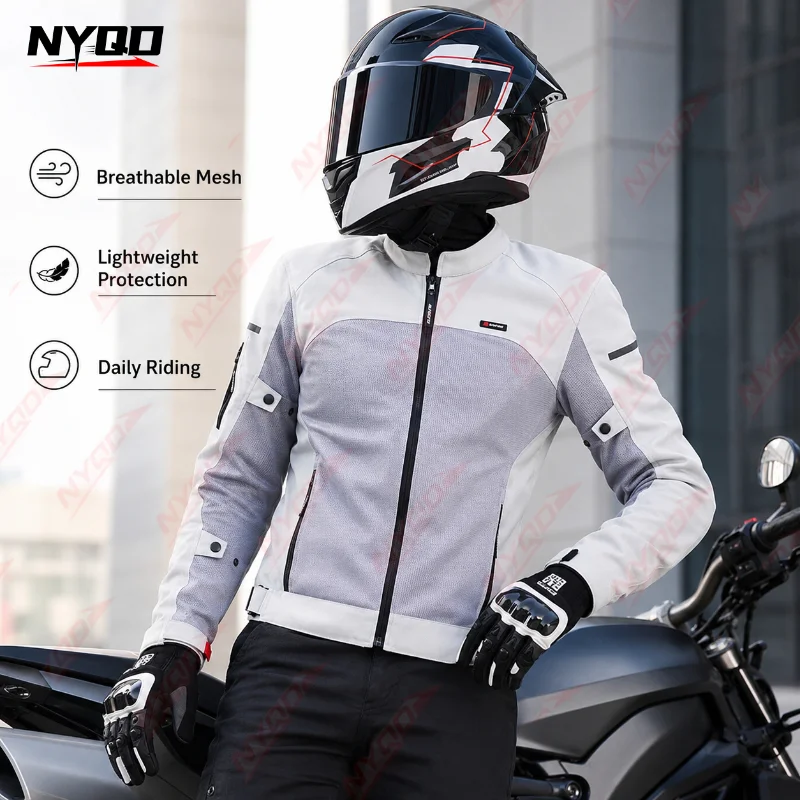 SCOYCO JK328 Motorcycle Riding Jacket Men Spring Summer Breathable Mesh Protective Motorbike Jacket Lightweight Touring Gear