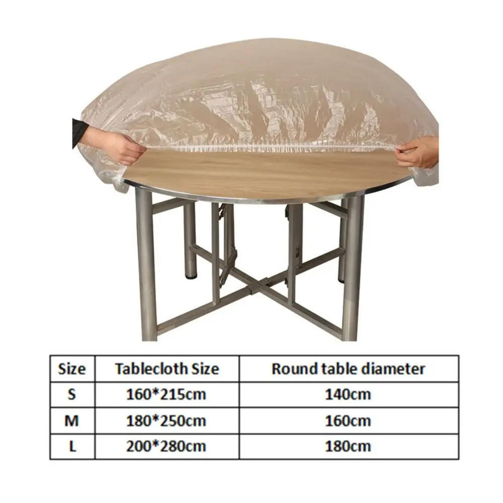 10Pcs/Pack Elastic Hem Disposable Tablecloth Waterproof Oil-proof Table Cover Transparent Round/Rectangular Universal