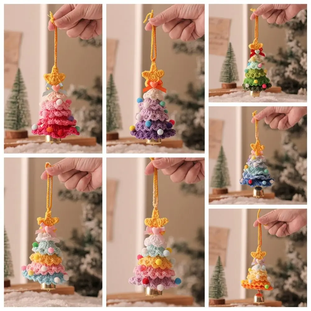 Saco charme macio natal chaveiro dos desenhos animados colorido árvore de natal pingente sino estrela gradiente malha ornamentos casal