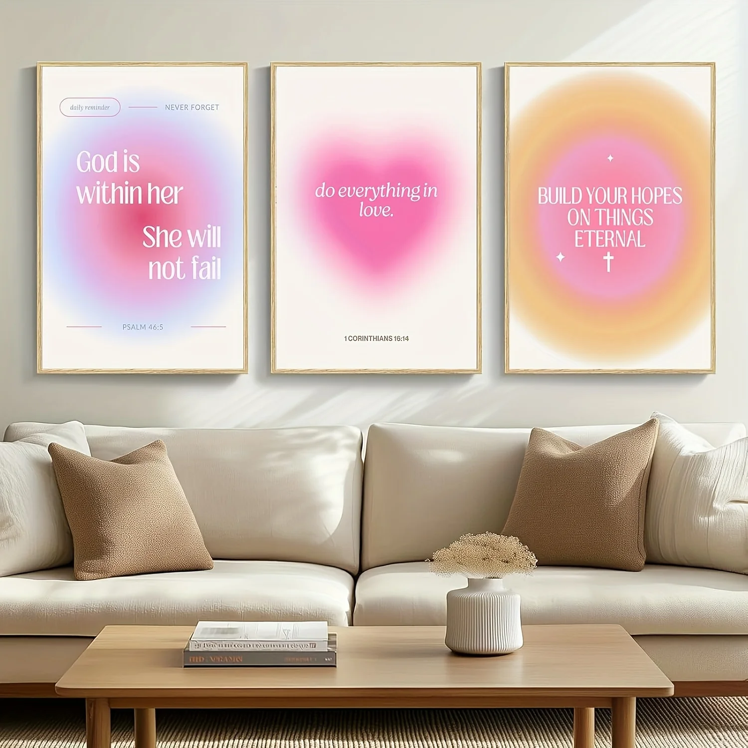 3 шт./компл., настенный художественный набор с библейскими стихами, религиозный розовый настенный декор, Бог в нее, не падает, холст, настенное искусство для гостиной, христианский 3 шт./компл., настенный художественный набор с библейскими стихами, религиозный розовый настенный декор, Бог в нее, не падает, холст, настенное искусство для гостиной, христианский