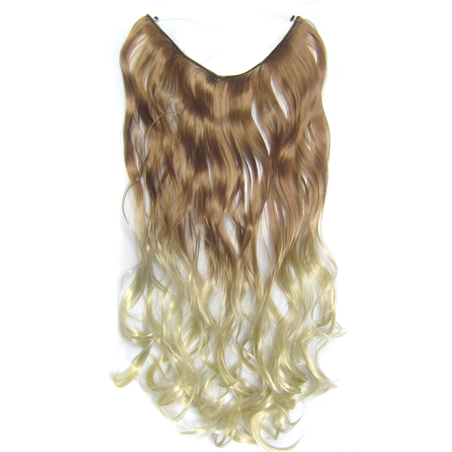Jeedou Invisible Hair Extension One Piece Ombre Wire Straight Wavy Synthetic Hairpiece