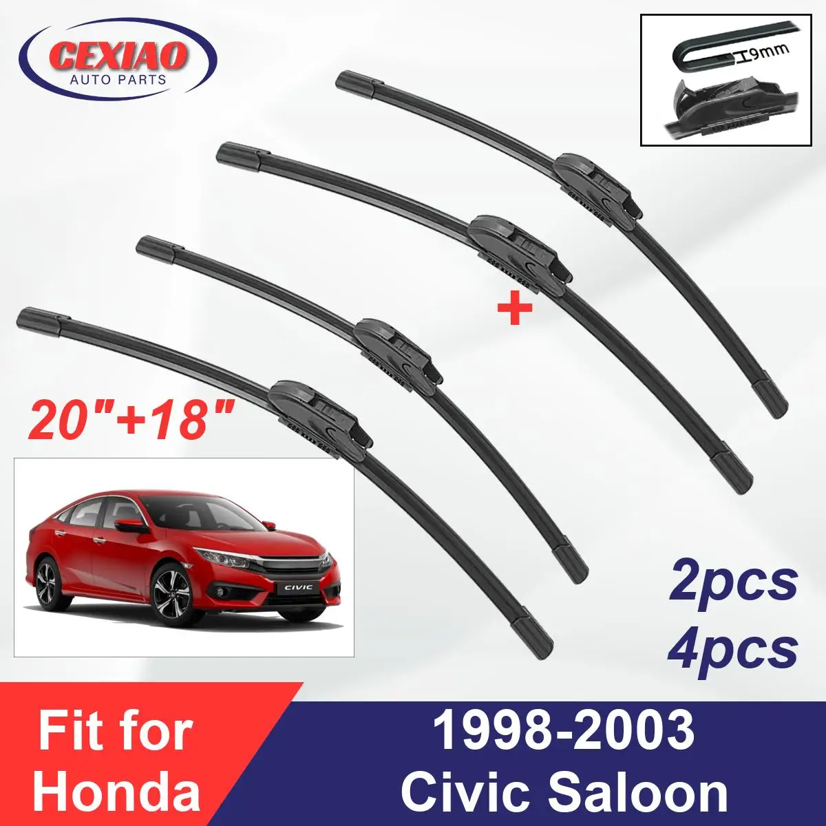 

Щетки стеклоочистителя передние бескаркасные для Honda Civic Saloon 1998-2003